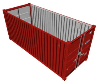 BYGGSAG CONTAINER 20 FOT R&#216;D 2 x lys, str&#248;minntak 400V RAL 3020