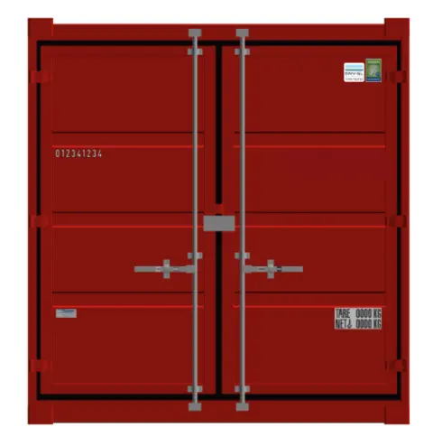 BYGGSAG CONTAINER 20 FOT RØD 2 x lys, strøminntak 400V RAL 3020 