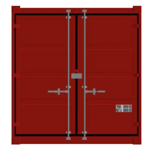 BYGGSAG CONTAINER 20 FOT RØD 2 x lys, strøminntak 400V RAL 3020 