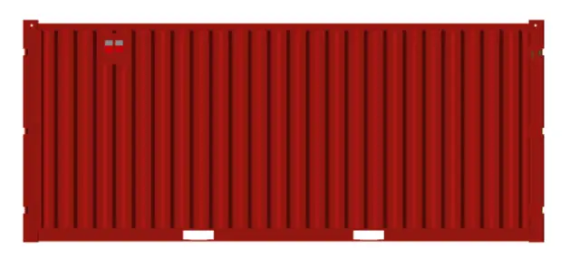 BYGGSAG CONTAINER 20 FOT RØD 2 x lys, strøminntak 400V RAL 3020 