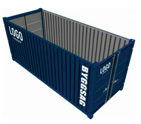 BYGGSAG CONTAINER 20 FOT RØD 2 x lys, strøminntak 400V RAL 3020 