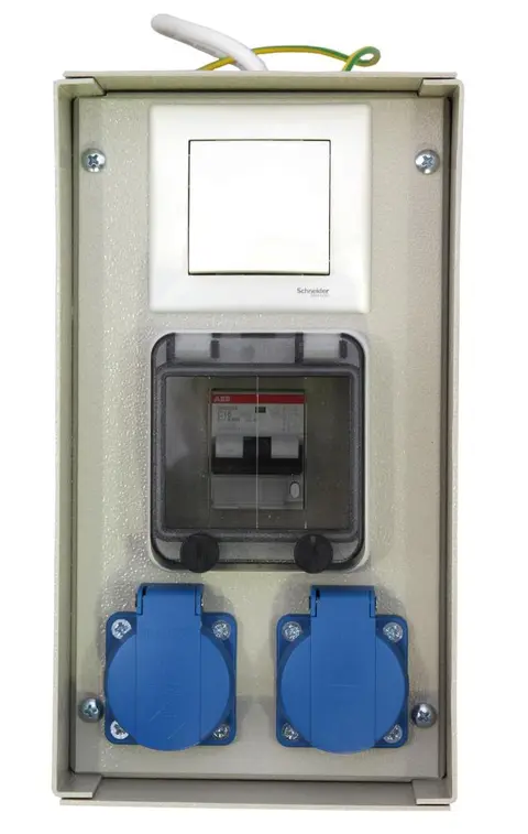 CONTAINERINNTAK MINI 16A MED JF.BRY 3,6kW, Lysbryter, 2x230V 
