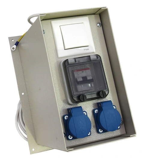 CONTAINERINNTAK MINI 16A MED JF.BRY 3,6kW, Lysbryter, 2x230V