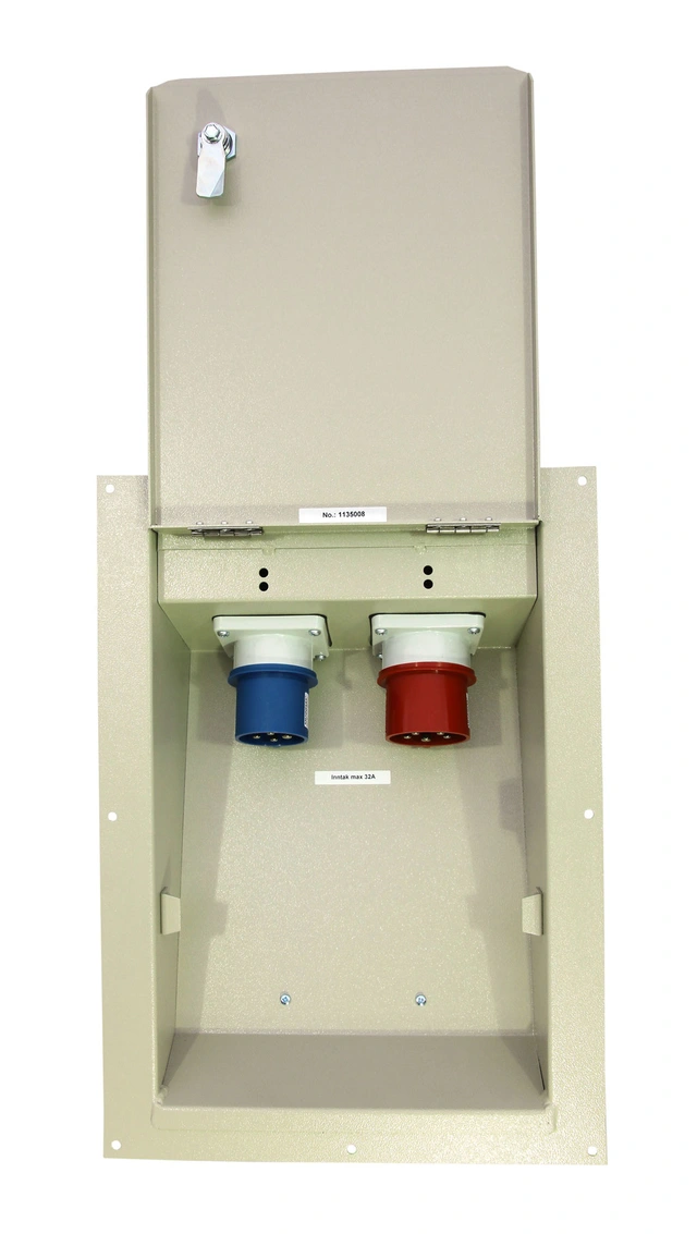 CONTAINERINNTAK 32A 230V/400V 25kW, Lysbryter, 3 x 230v, 16A-3P, 400v 