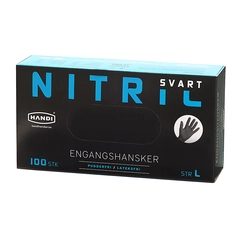 NITRIL ENGANGSHANSKER SORT 100 stk pudderfri glatt - Handi