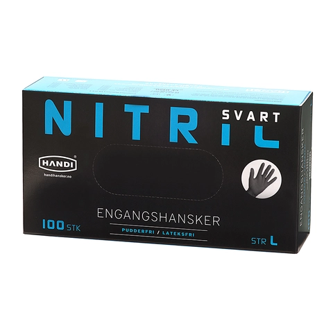 NITRIL ENGANGSHANSKER SORT 100 stk pudderfri glatt - Handi