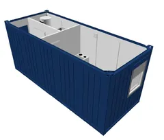 BOLIGMODUL 20 FOT RAL5010 BL&#197; 1 VINDU Isolert / D&#248;r, Bad, gang, rom