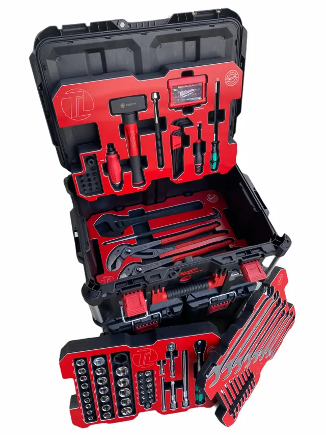 VERKTØYKOFFERT GRAVEMASKIN PACKOUT™ Ink. verktøy Custom for annleggsmaskiner 