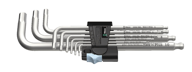 SEKSKANTNØKKELSETT UNBRAKO RUSTFRI m/ kule 1,5 - 10 mm 3950/9 Hex Plus Wera 