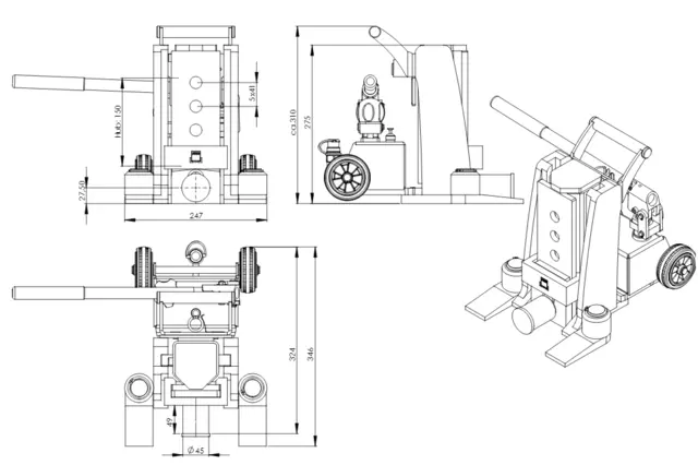 HYDRAULISK TÅJEKK FOR ISO CONTAINER 10T 10 tonn, For løft av container 