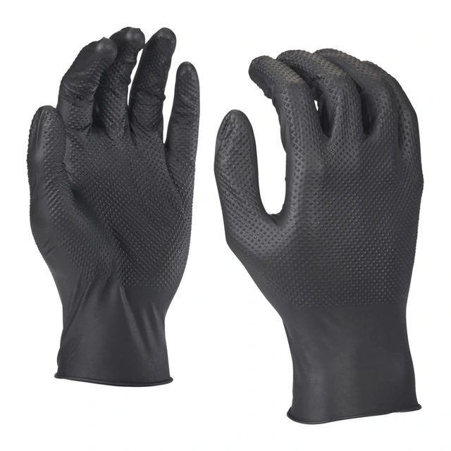 NITRIL ENGANGSHANSKER SORT STR: 7/S 50 stk strukturert - Milwaukee 
