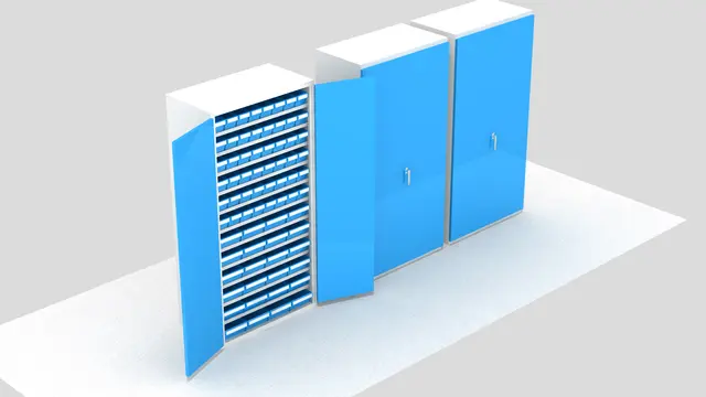 BOKSSKAP CUSTOM 2000X1020X540 G/B 72 BOKSER, SKILLERE 