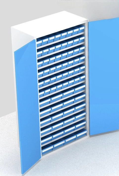 BOKSSKAP CUSTOM 2000X1020X540 G/B 72 BOKSER, SKILLERE 