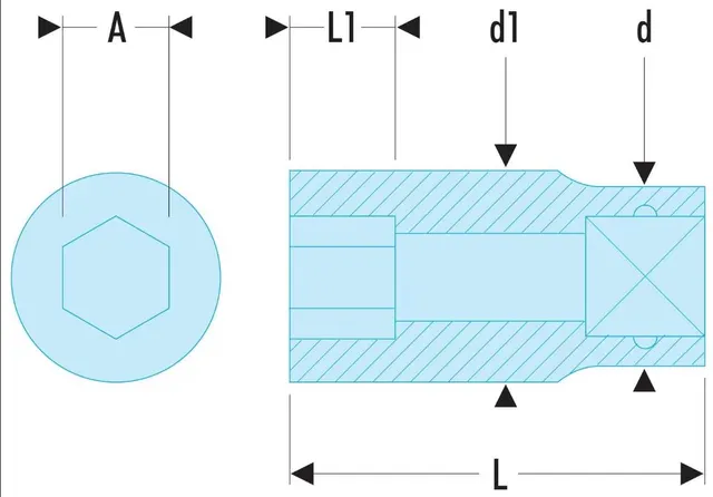 PIPE 1/2" DR. SEKSKANT METRISK 12MM Facom 