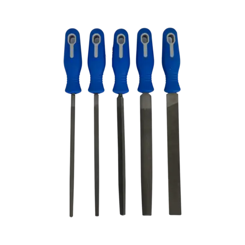 FILSETT 5STK FILER 8&quot;/200MM ERGO H&#197;NDTAK Flat Rund Fir- Trekant Rasp Tome Feteira