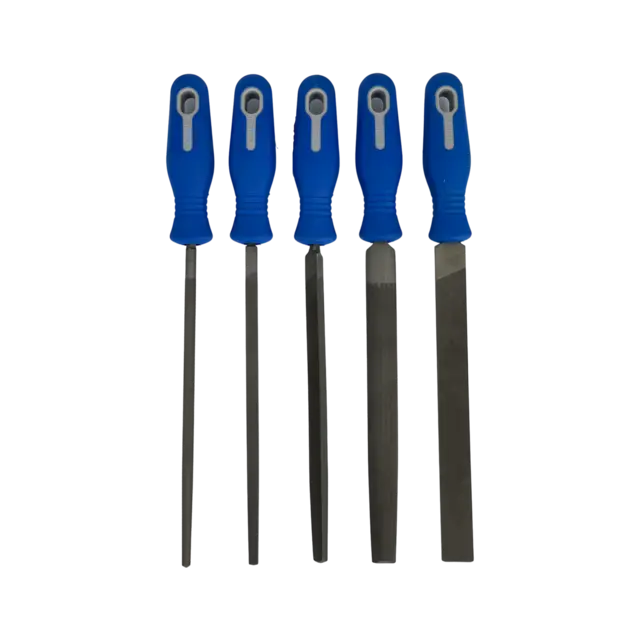 FILSETT 5STK FILER 8"/200MM ERGO HÅNDTAK Flat Rund Fir- Trekant Rasp Tome Feteira 