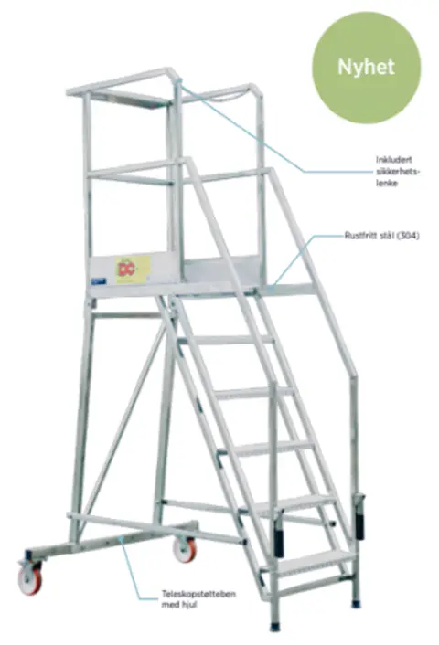 PLATTFORMTRAPP GSN 1,5 M 304 RUSTFRI 6 trinn