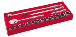 PIPESETT 1/2&quot; KORT 12-KANT 3/8-1-5/16&quot; 317MPC - 17 Deler - Snapon