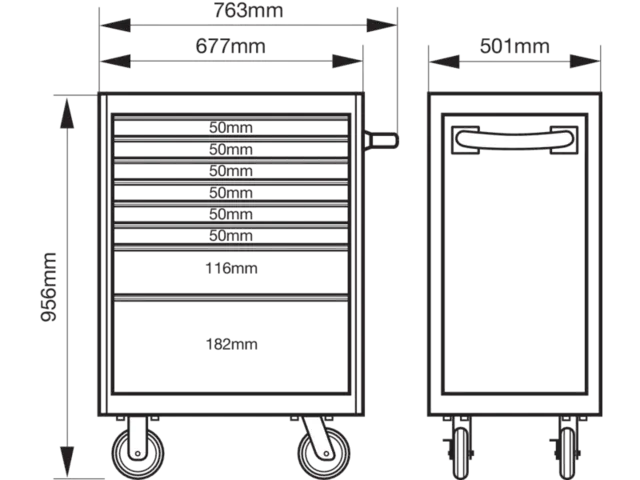 VERKTØYVOGN C75 8 SKUFFER 26" BLÅ 986x501x763mm - Bahco 