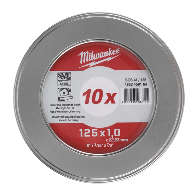 KAPPSKIVE METALL 1,0MM 10PAKK 41/125X1 TB - Milwaukee tilbehør 