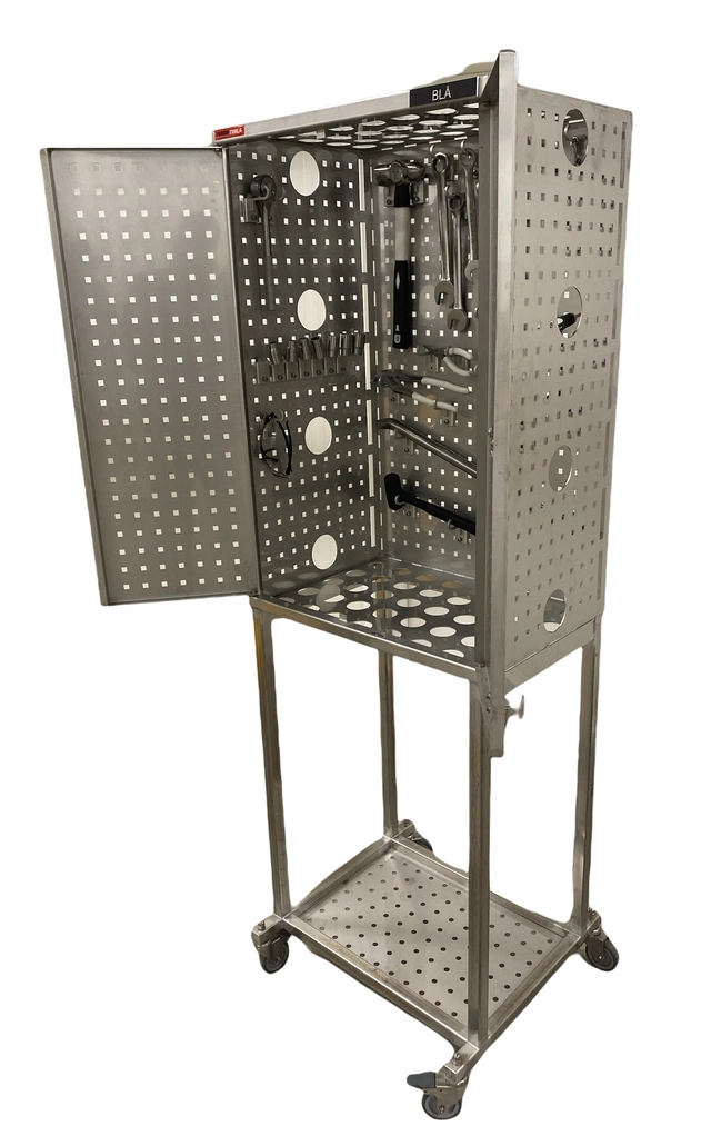 VERKTØYVOGN SYREFAST M/HJUL OG LÅS B600 x D400 x H1800mm AISI 316L, Sanitær 