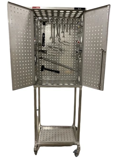 VERKT&#216;YVOGN SYREFAST M/HJUL OG L&#197;S B600 x D400 x H1800mm AISI 316L, Sanit&#230;r