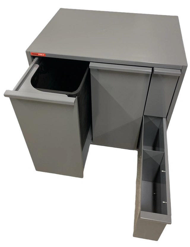MILJØSTASJON VOGN B830 H850 D655 GRÅ NCS 6502-B M/ Hjul, Systemvegg - FTC 